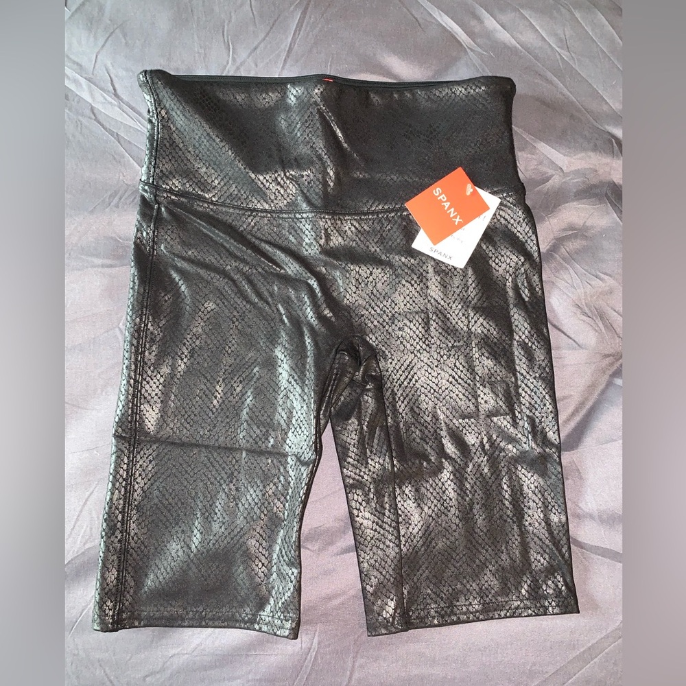 New spanx faux leather bike shorts